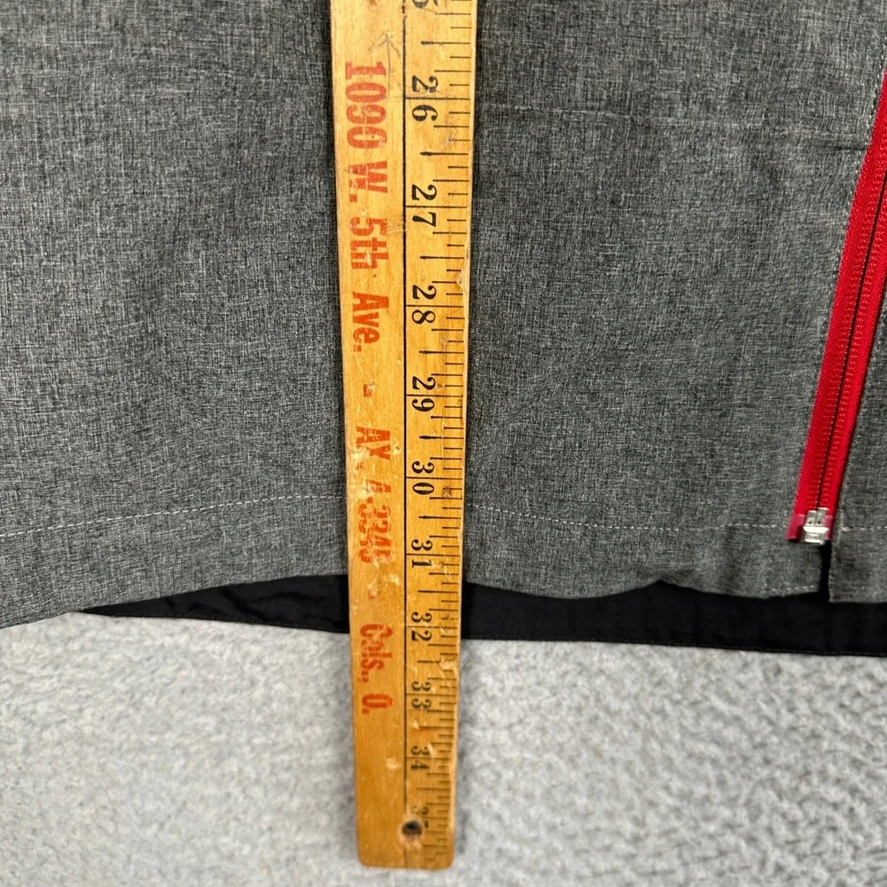 The North Face Jacket Men 2XL Hood Grey Red Full Zip Long Sleeve Pocket Stretch